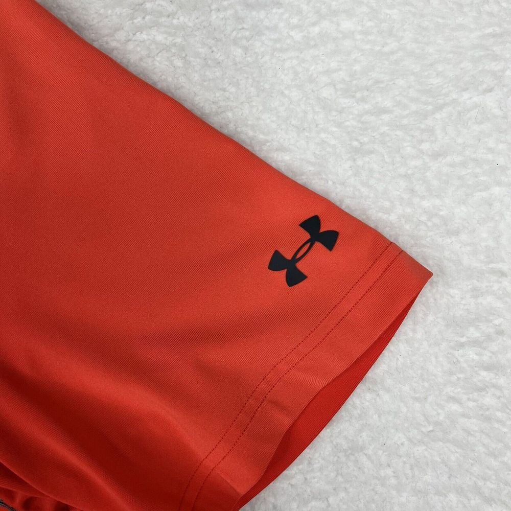 Under Armour Shirt Mens Large Red Orange Striped Polo Heatgear Short Sleeve Golf - Picture 3 of 14